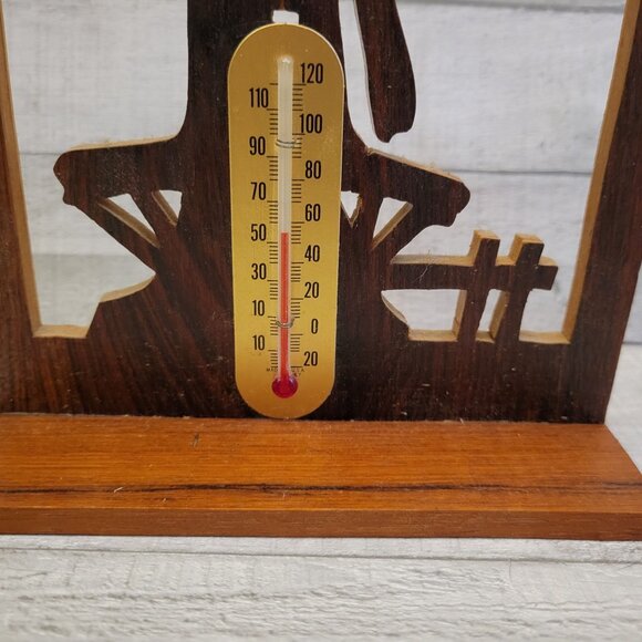 Handcrafted Wooden Windmill Thermometer - Picture 2 of 9